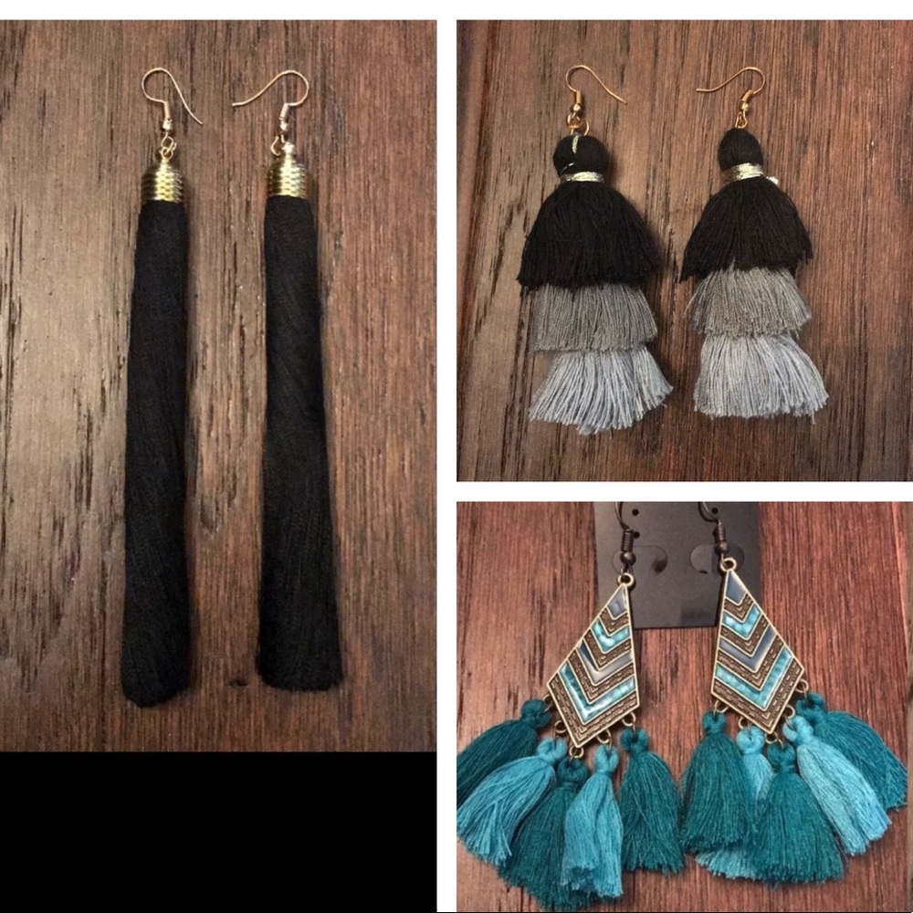 3 pair of tassel earrings